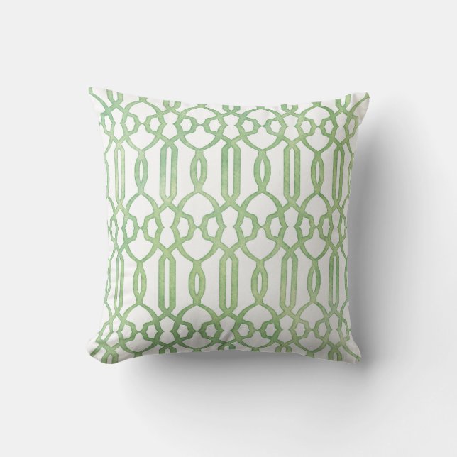 Watercolor Secret Moroccan Garden Trellis Pattern Cushion (Front)