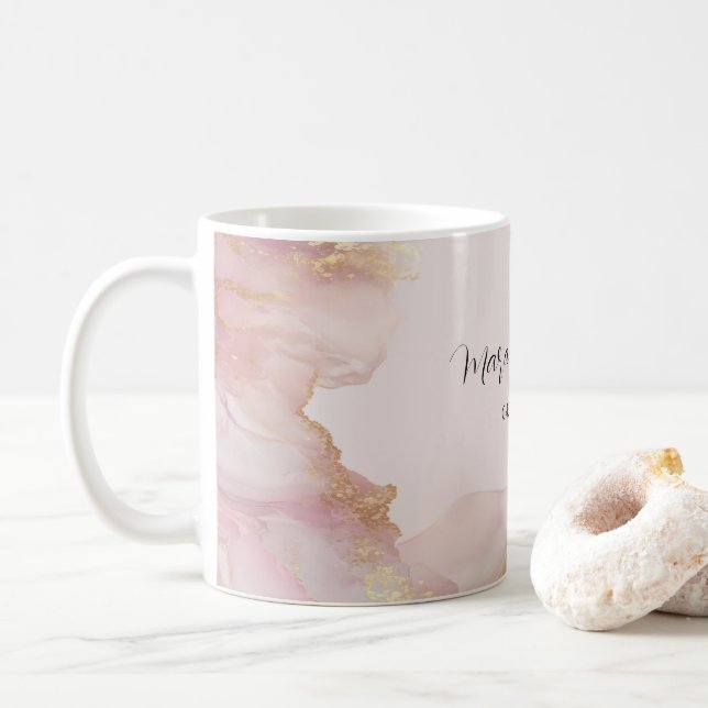 Watercolor Seraphina Pink and Gold Mug (With Donut)