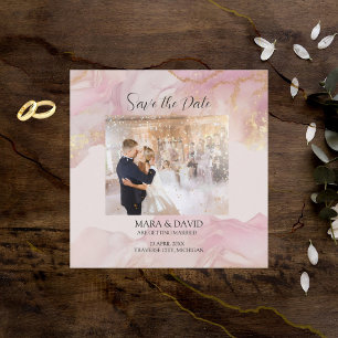 Watercolor Seraphina Pink and Gold Wedding Invite 