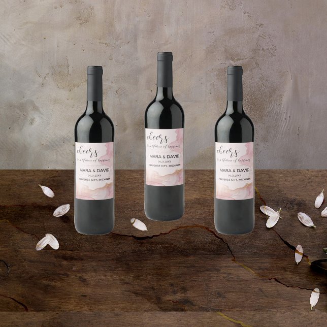 Watercolor Seraphina Pink and Gold Wine Label (Creator Uploaded)