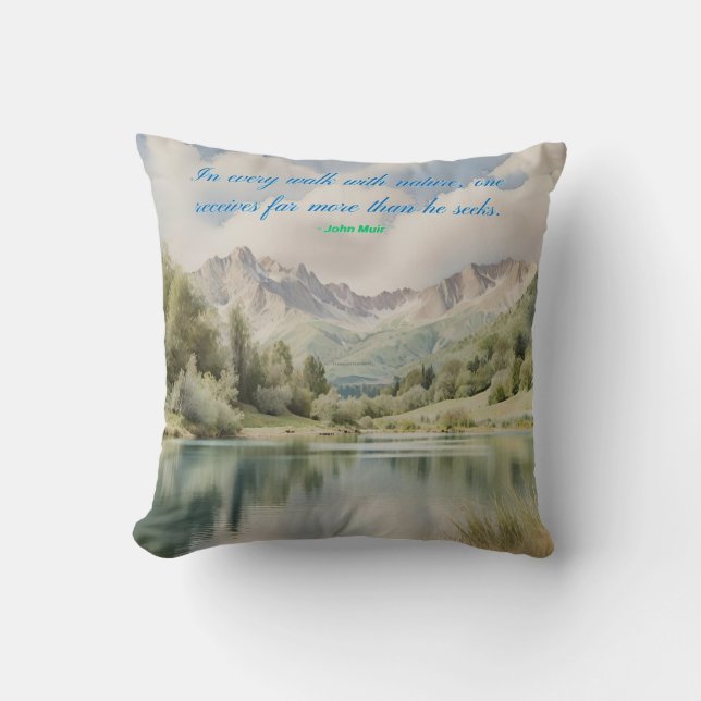 Watercolor Serenity "Every walk with nature" Cushion (Front)