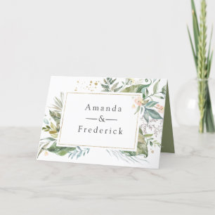Watercolor Serenity Greenery Geometric Wedding Program