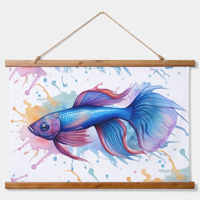 Watercolor Series: Betta Fish Hanging Tapestry (Front)