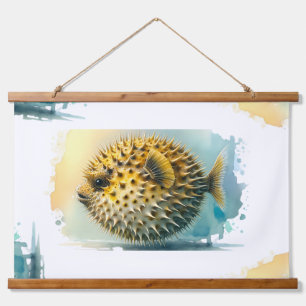 Watercolor Series: Blowfish Hanging Tapestry