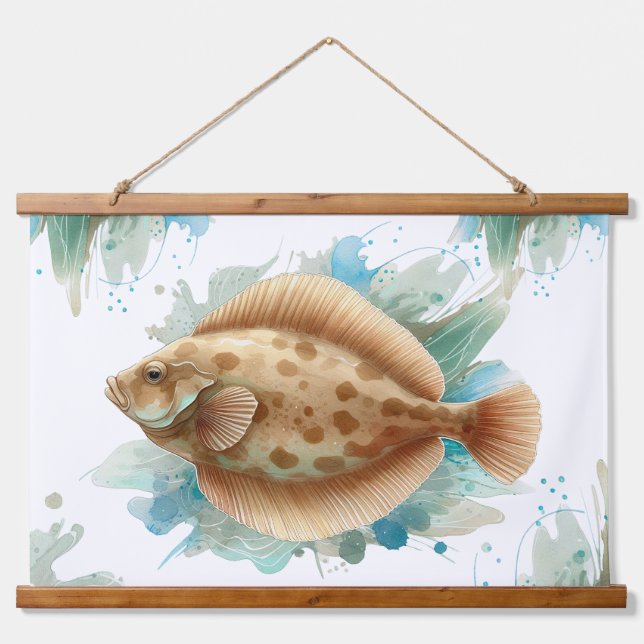 Watercolor Series: Flounder/Flatfish Hanging Tapestry (Front)