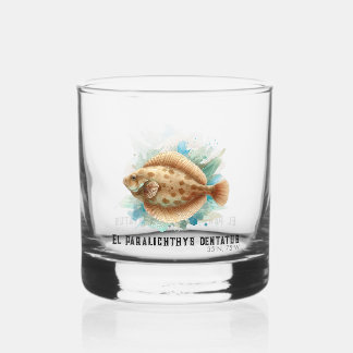 Watercolor Series: Flounder/Flatfish Whiskey Glass