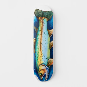 Watercolor Series: Trout/Salmon Skateboard