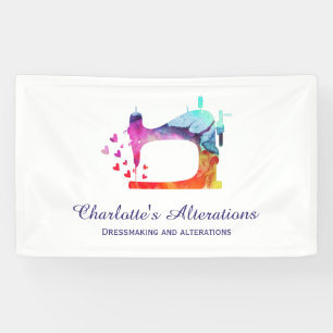 Watercolor Sewing Machine Seamstress Banner