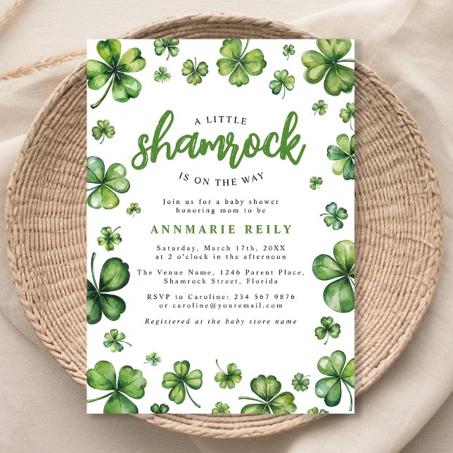 Watercolor Shamrock Baby shower Invitation (Creator Uploaded)