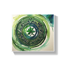 Watercolor Shamrock Celtic Knot Canvas Print