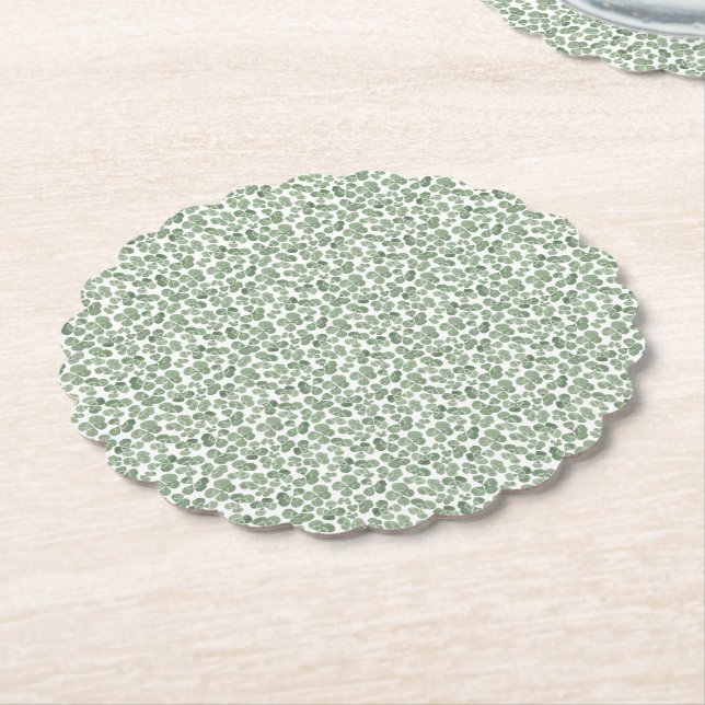 Watercolor Shamrock Clover Patterned Paper Coaster (Angled)