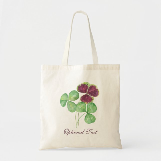 Watercolor Shamrock Clover Saint Partick's Day Tote Bag (Front)