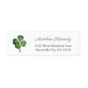 Watercolor Shamrock Irish Heritage Return Address Label