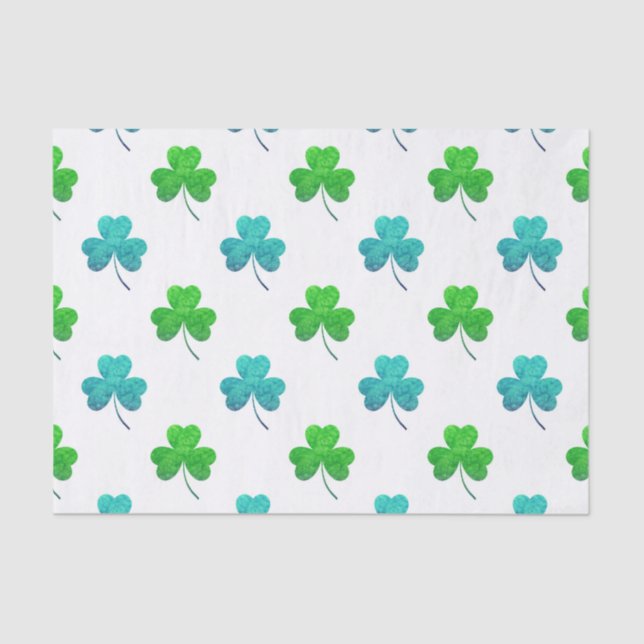 Watercolor Shamrock Pattern Tissue Paper (Front)