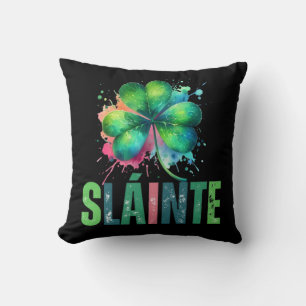 Watercolor Shamrock - Sláinte - St Patrick Day Cushion