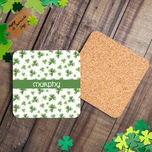 Watercolor Shamrock St. Patrick's Day Customisable Coaster