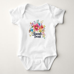 🍎🐝Watercolor Shanah Tovah Garden Giggles Baby Bodysuit