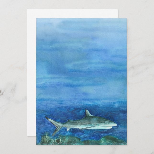 Watercolor Shark Invitation (Front/Back)