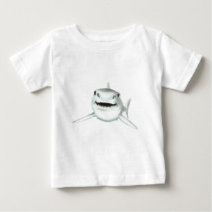 watercolor shark smiling grey green ocean animal baby T-Shirt