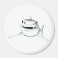 watercolor shark smiling grey green ocean animal