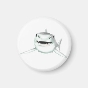 watercolor shark smiling grey green ocean animal magnet