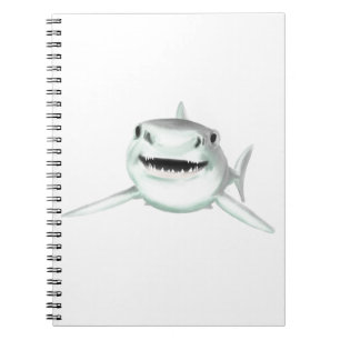 watercolor shark smiling grey green ocean animal notebook