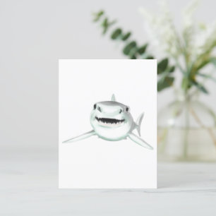 watercolor shark smiling grey green ocean animal  postcard