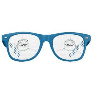 watercolor shark smiling grey green ocean animal retro sunglasses