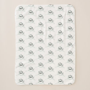 watercolor shark smiling grey green ocean animal  sherpa blanket