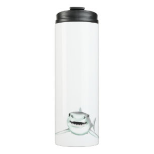 watercolor shark smiling grey green ocean animal thermal tumbler