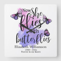 Watercolor She Flies With Butterflies Memorial