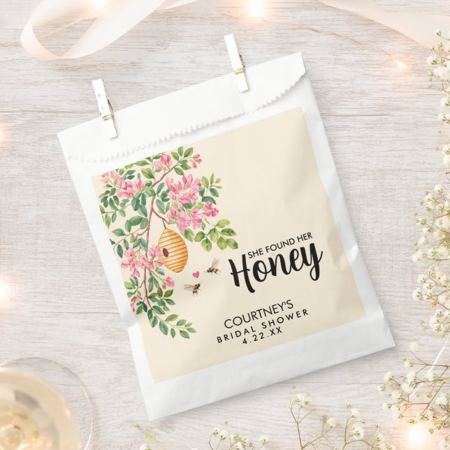 Watercolor She Found Her Honey Bridal Shower  Favour Bag (Clipped)