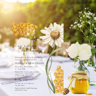 Watercolor She Found Her Honey Bridal Shower Theme Acrylic Invitations