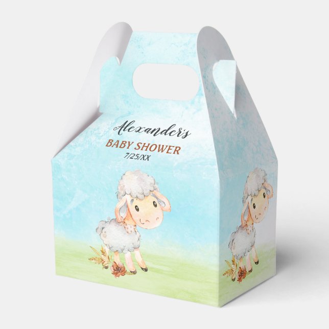 Watercolor Sheep Baby Shower Farm Favour Box (Front Side)