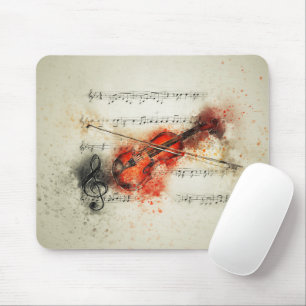 Watercolor Sheet Music and Violin Mouse Pad