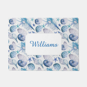 Watercolor Shells   Add Your Name Doormat