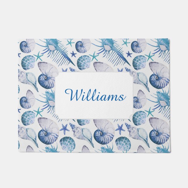 Watercolor Shells | Add Your Name Doormat (Front)
