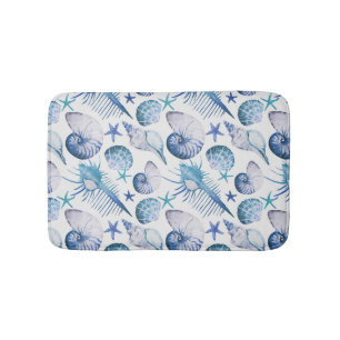 Watercolor Shells Bath Mat