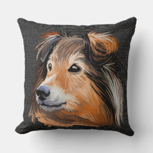 WATERCOLOR SHETLAND SHEEPDOG FACE CUSHION