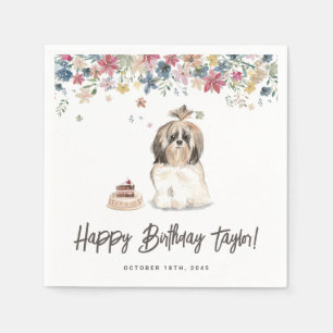 Watercolor Shih Tzu Dog Birthday Party Thank You Napkin