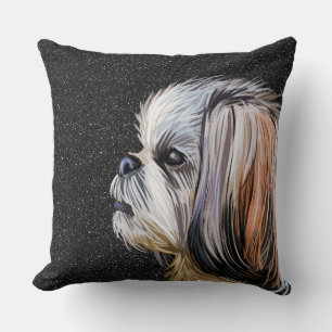 WATERCOLOR SHIH TZU DOG FACE CUSHION