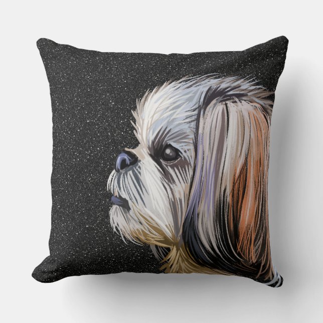 WATERCOLOR SHIH TZU DOG FACE CUSHION (Front)