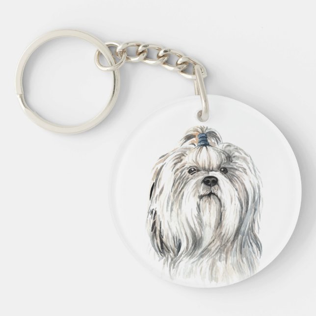 Watercolor Shih Tzu Key Ring (Front)