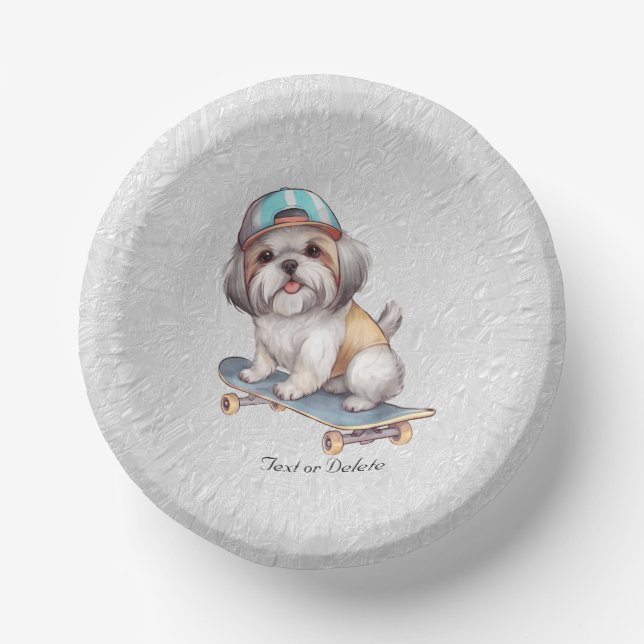 Watercolor Shih Tzu Paper Bowl Paper Plate (Front)