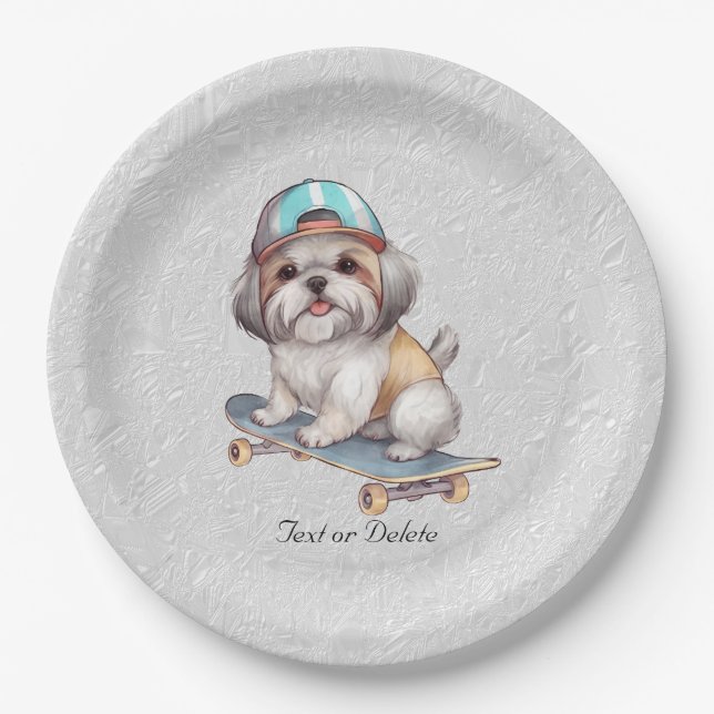 Watercolor Shih Tzu Paper Plate (Front)