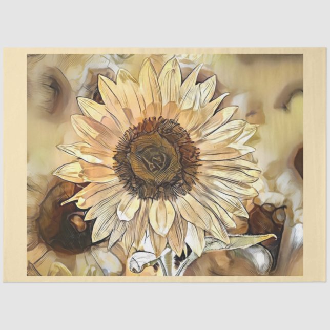 Watercolor Shine Sunflower Elegant Collection Tissue Paper (Front)