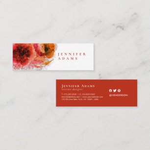 Watercolor Shining Gold Floral Painting Mini Business Card
