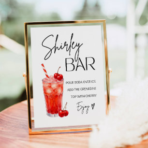 Watercolor Shirley Temple Bar Sign