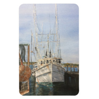 Watercolor Shrimp Boat Coastal Fishing "Ocean Seas Magnet
