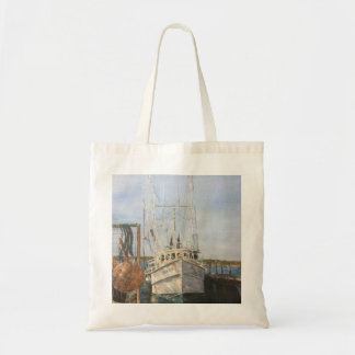 Watercolor Shrimp Boat Coastal Fishing Tote Bag